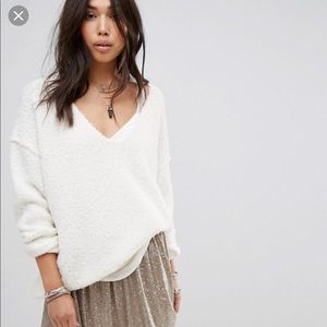 Free People Lofty V Neck Sweater, L